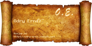Odry Ernő névjegykártya